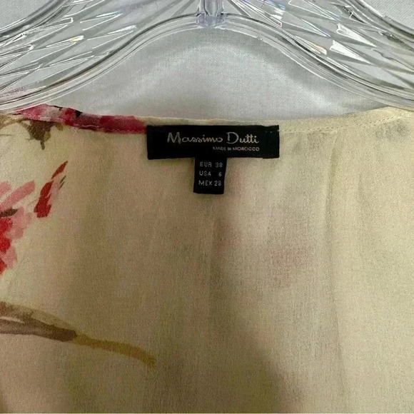 Massimo Dutti Floral Georgette Long Sleeve Blouse Button down Size 6 - Picture 2 of 16